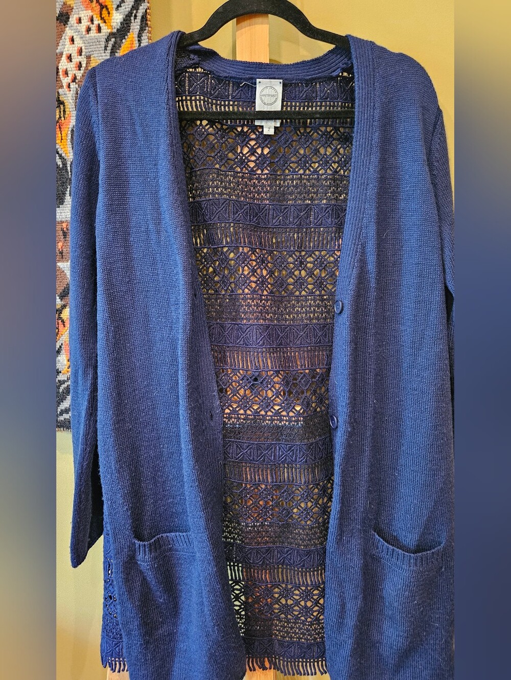 navy Antipast wookd blend fanch knit long cardigan
